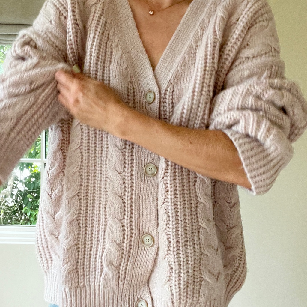 Jenni Kayne Blush Cable Cocoon Cardigan Perfect For Winter.